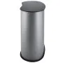 sleek VEVOR trade show counter with a black top and silver body.