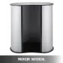 VEVOR trade show counter frontal view, black and white, premium material label.