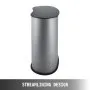 VEVOR trade show counter with sleek, rounded design in silver and black.