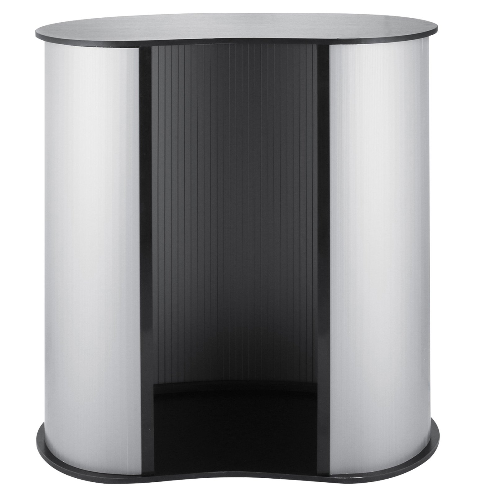 VEVOR Portable Trade Show Counter Corrugated Plastic Sidewalls Pop Up Podium Counter Black Top Trade Show Table Display with Carrying Bags for Exhibition Promotion Retail (Black)