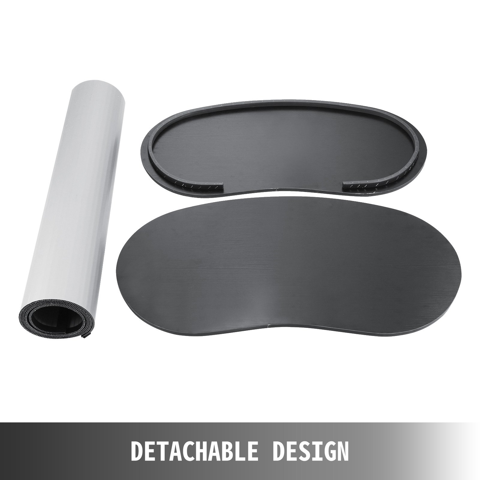 VEVOR trade show counter with detachable design showcasing top and leg pieces.