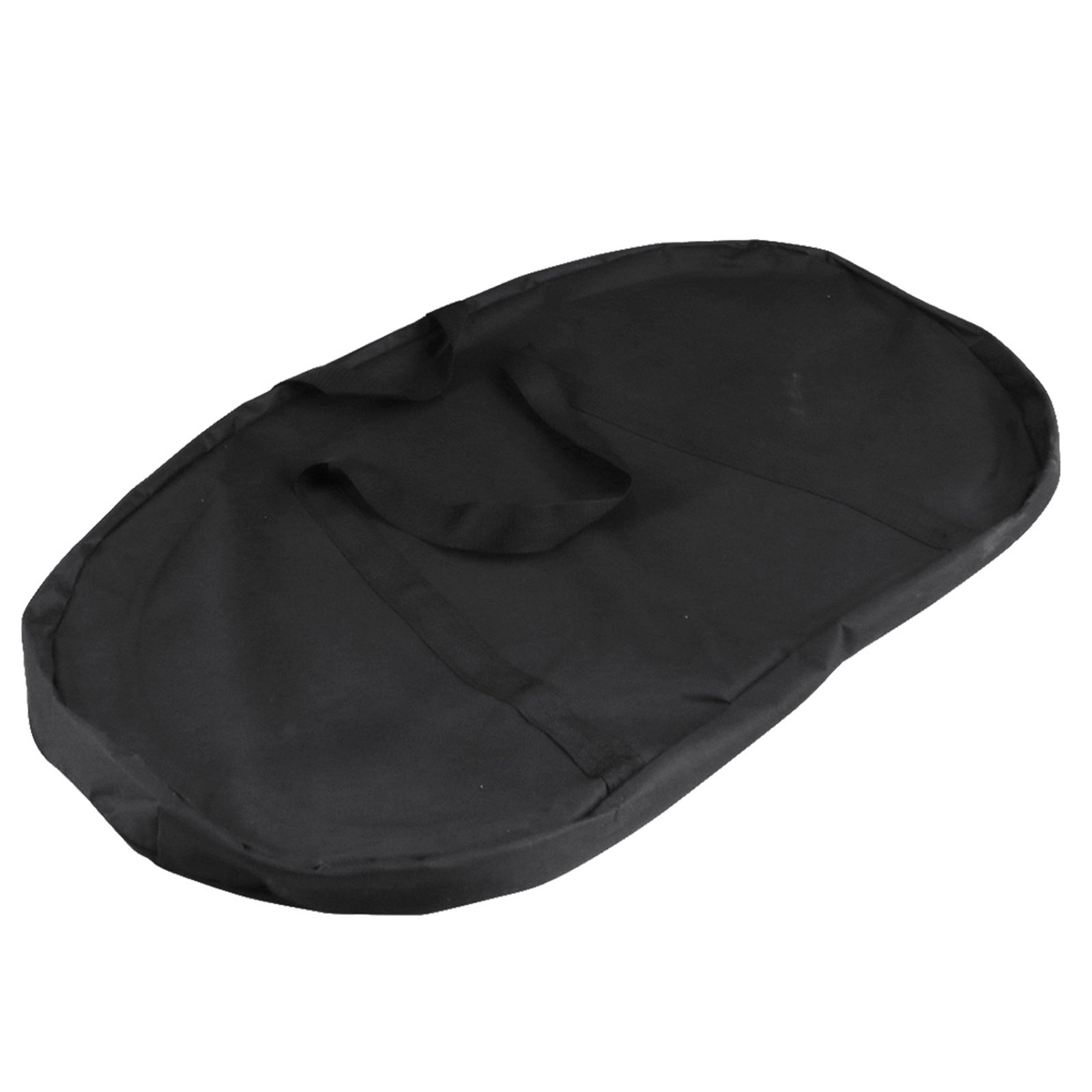 black carrying case for VEVOR trade show counter, oval-shaped with a handle.