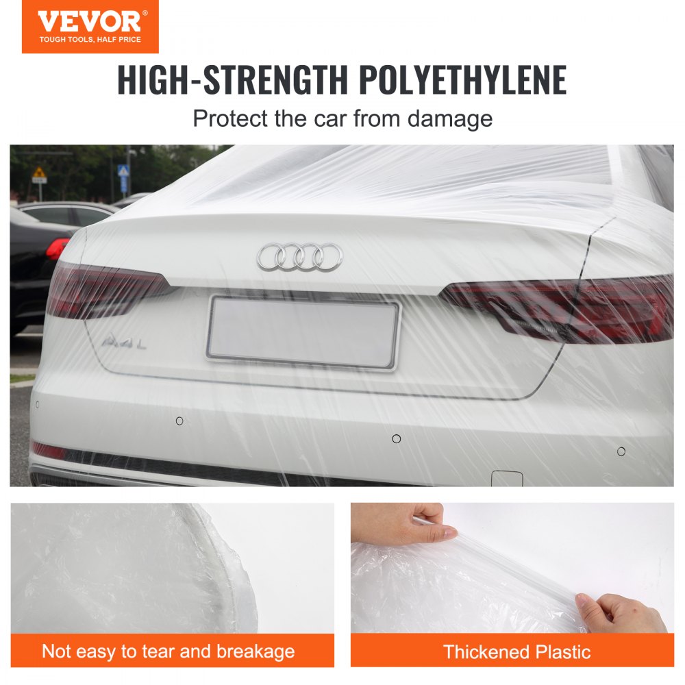 10 PACK Clear Plastic Temporary Universal Disposable Car Cover Rain Dust  Garage VEVOR CA