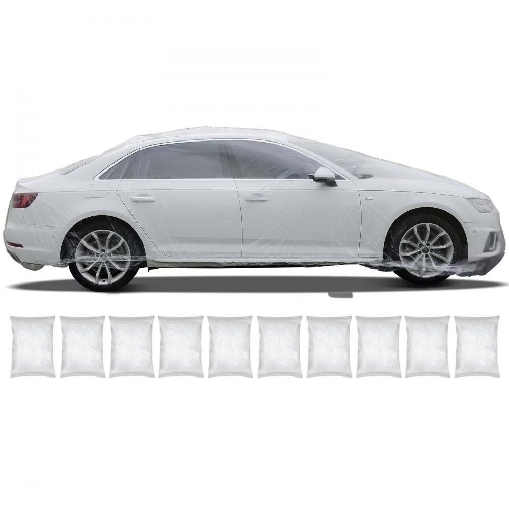VEVOR Funda de plástico transparente para coche, 10 unidades de fundas desechables para coche, funda de plástico universal para coche de 22 x 12 pulgadas, cubierta completa impermeable a prueba de pol