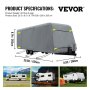 VEVOR RV Cover 18'-20' RV & Trailer Cover Extra-Thick 4 Layers Travel Trailer RV Cover Durable Camper Cover, Waterproof Breathable Anti-UV Ripstop for RV Motorhome with Adhesive Patch & Storage Bag