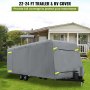 VEVOR RV Cover, 22'-24' Travel Trailer RV Cover, Windproof RV & Trailer Cover, Extra-Thick 4 Layers Durable Camper Cover, Waterproof Ripstop Anti-UV for RV Motorhome with Adhesive Patch & Storage Bag