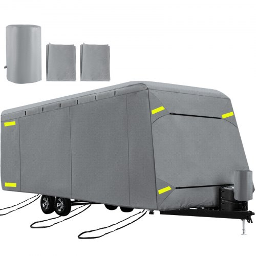VEVOR Cubierta para RV de 27'-30' Cubierta para RV y Remolque Extra Gruesa de 4 Capas Cubierta para Remolque de Viaje RV Cubierta Duradera para Camper, Impermeable Transpirable Anti-UV Ripstop para RV Autocaravana con Parche Adhesivo y Bolsa de Almacenamiento