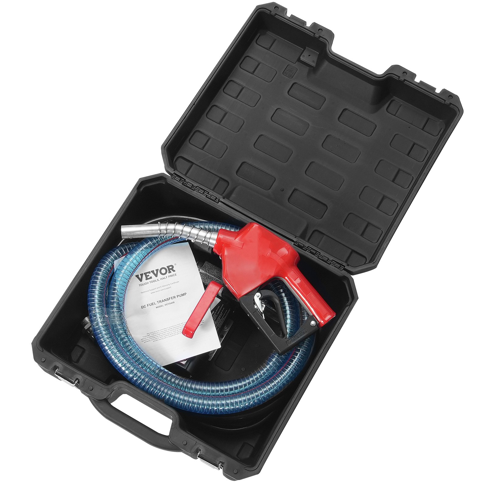VEVOR Fuel Transfer Pump, 12V DC 38 L/min(10 GPM) 186W(1/4 HP), Portable Electric Diesel Transfer Pump with Automatic Shut-Off Fuel Nozzle, High Flow, Long Inlet & Outlet Hose for Diesel, Kerosene, Transformer Fuel