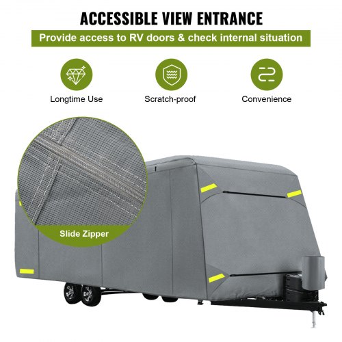 VEVOR RV Cover, 16\'-18\' Travel Trailer RV Cover, Windproof RV & Trailer Cover, Extra-Thick 4 Layers Durable Camper Cover, Waterproof Ripstop Anti-UV for RV Motorhome with Adhesive Patch & Storage Ba