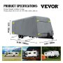 VEVOR RV Cover, 33'-35' Travel Trailer RV Cover, Windproof RV & Trailer Cover, Extra-Thick 4 Layers Durable Camper Cover, Waterproof Ripstop Anti-UV for RV Motorhome with Adhesive Patch & Storage Bag