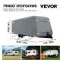 VEVOR RV Cover, 35'-38' Travel Trailer RV Cover, Windproof RV & Trailer Cover, Extra-Thick 4 Layers Durable Camper Cover, Waterproof Ripstop Anti-UV for RV Motorhome with Adhesive Patch & Storage Bag