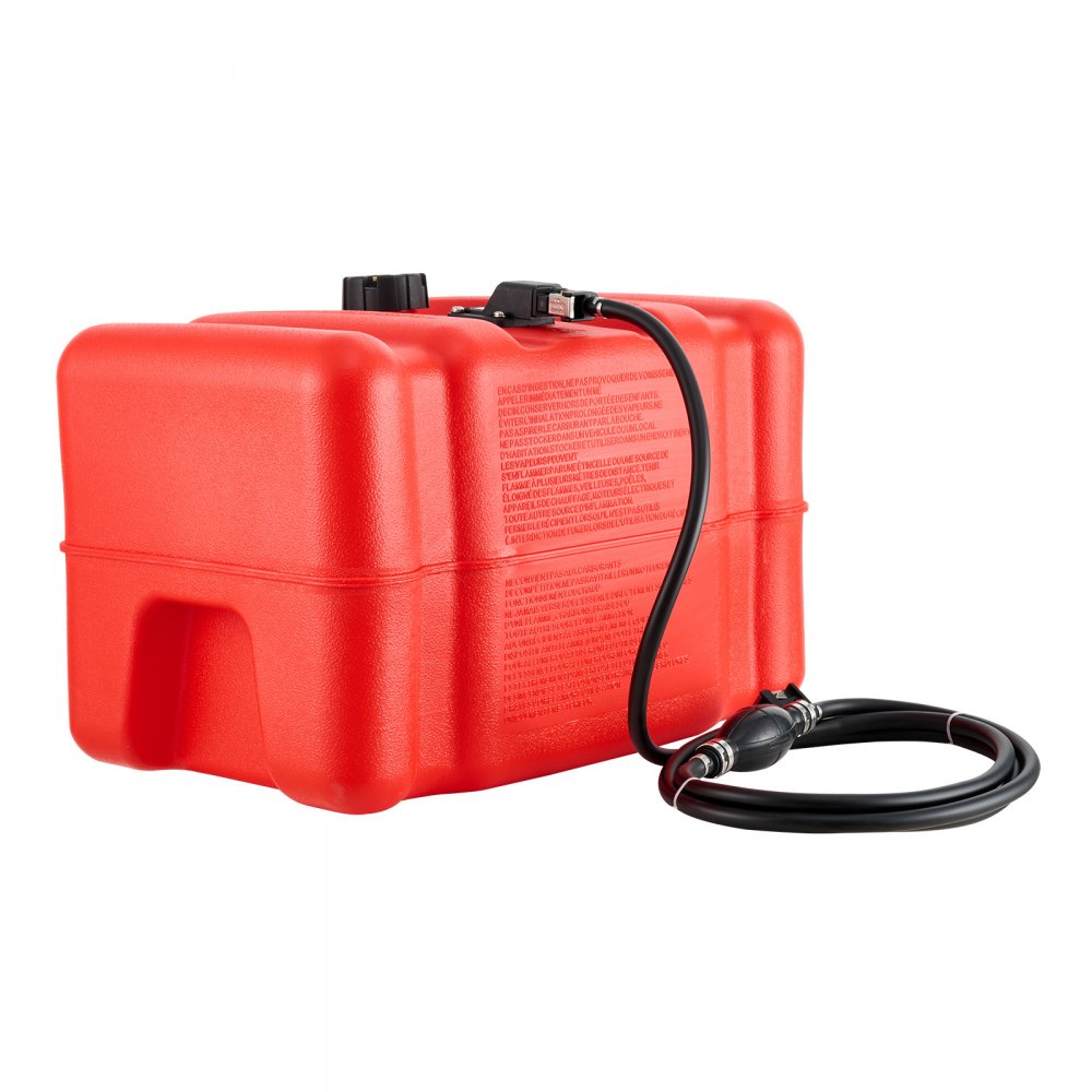 VEVOR Marine Fuel Tank, 45.4 L Boat Gas Tank Portable Outboard Gas Can, for Outboard Engine Boats, Yacht, Fishing Boat, Deck Boat, Gas Container, Fuel Gauge, Hose & Primer Bulb, Premium HDPE, Red