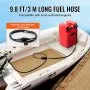VEVOR Marine Fuel Tank, 6.34 Gallon/24L, Portable Boat Fuel Gas Tank for Outboard Engine Boats, Plastic Outboard Marine Boat Fuel Tank with Hose, Easy to Carry for Yacht, Fishing Boat, Deck Boat, Red