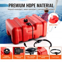 VEVOR Marine Fuel Tank, 14.53 Gallon/55L, Portable Boat Fuel Gas Tank for Outboard Engine Boats, Plastic Outboard Marine Boat Fuel Tank with Hose, Easy to Carry for Yacht, Fishing Boat, Deck Boat, Red