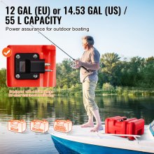 VEVOR Marine Fuel Tank, 14.53 Gallon/55L, Portable Boat Fuel Gas Tank for Outboard Engine Boats, Plastic Outboard Marine Boat Fuel Tank with Hose, Easy to Carry for Yacht, Fishing Boat, Deck Boat, Red