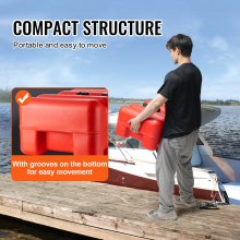 VEVOR Marine Fuel Tank, 14.53 Gallon/55L, Portable Boat Fuel Gas Tank for Outboard Engine Boats, Plastic Outboard Marine Boat Fuel Tank with Hose, Easy to Carry for Yacht, Fishing Boat, Deck Boat, Red