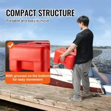 VEVOR Marine Fuel Tank, 14.53 Gallon/55L, Portable Boat Fuel Gas Tank for Outboard Engine Boats, Plastic Outboard Marine Boat Fuel Tank with Hose, Easy to Carry for Yacht, Fishing Boat, Deck Boat, Red