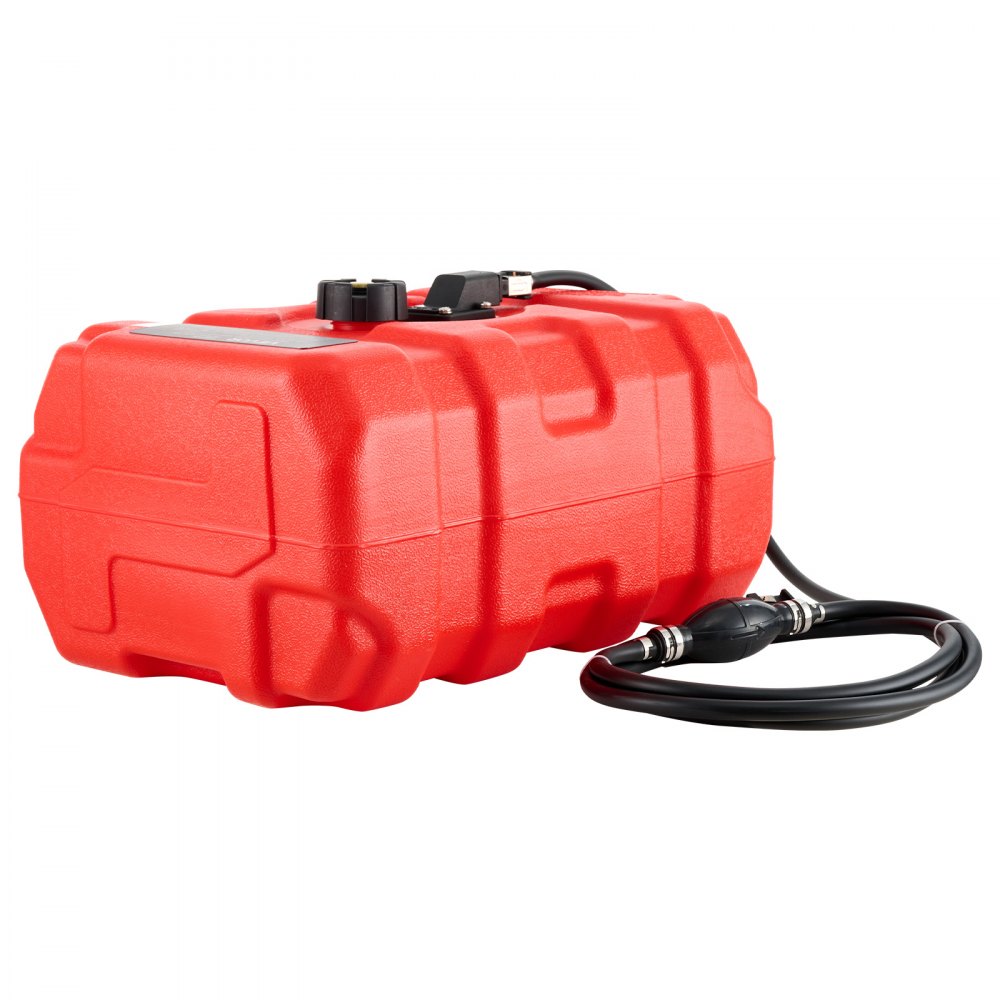 VEVOR Marine Fuel Tank, 33 L Boat Gas Tank Portable Outboard Gas Can, for Outboard Engine Boats, Yacht, Fishing Boat, Deck Boat, Gas Container, Fuel Gauge, Hose & Primer Bulb, Premium HDPE, Red