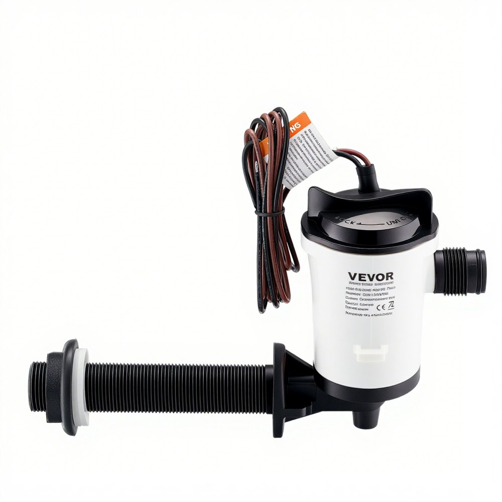 VEVOR Livewell Pump for Boat, 12V 800 GPH Livewell Aerator Pump with Detachable Motor, 90-Degree Baitwell Pumps for Boats, Corrosion-Resistant Submersible Aerator Pump, for Freshwater and Saltwater