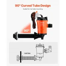 Livewell Pump for Boat 12V 800 GPH 90° Livewell Aerator Pump Baitwell Pump