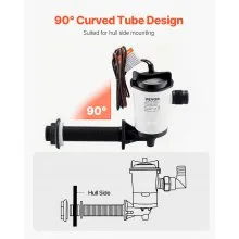 VEVOR Livewell Pump for Boat, 12V 800 GPH Livewell Aerator Pump with Detachable Motor, 90-Degree Baitwell Pumps for Boats, Corrosion-Resistant Submersible Aerator Pump, for Freshwater and Saltwater