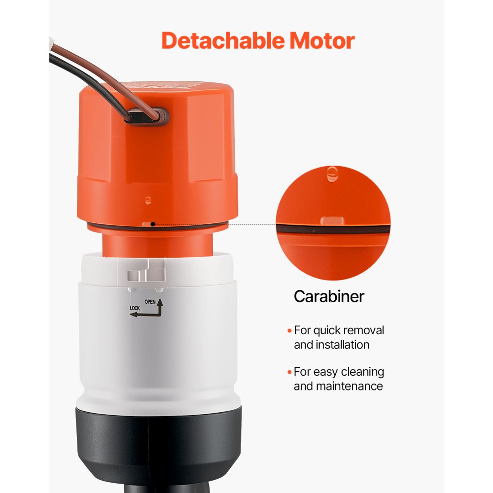 VEVOR Livewell Pump for Boat, 12V 800 GPH Straight Livewell Aerator Pump with Dual Inlet, ABA Housing & Detachable Motor Cartridge, Corrosion-Resistant Livewell/Baitwell Pump for Freshwater Saltwater