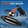 VEVOR Boat Fenders, 5.5" x 20" Boat Bumpers for Docking, Inflatable Ribbed Fender with Center Holes, Marine Boat Dock Fender Bumper with Air Pump, 4 Needles and 4 Ropes and Storage Bag, Black