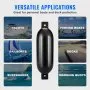 VEVOR Boat Fenders, 14 cm x 51 cm Boat Bumpers for Docking, Inflatable Ribbed Fender with Center Holes, Marine Boat Dock Fender Bumper with Air Pump, 4 Needles and 4 Ropes and Storage Bag, Black