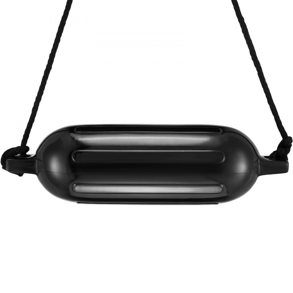 VEVOR Boat Fenders, 6.5" x 23" Boat Bumpers for Docking, Inflatable Ribbed Fender with Center Holes, Marine Boat Dock Fender Bumper with Air Pump, 4 Needles and 4 Ropes and Storage Bag, Black