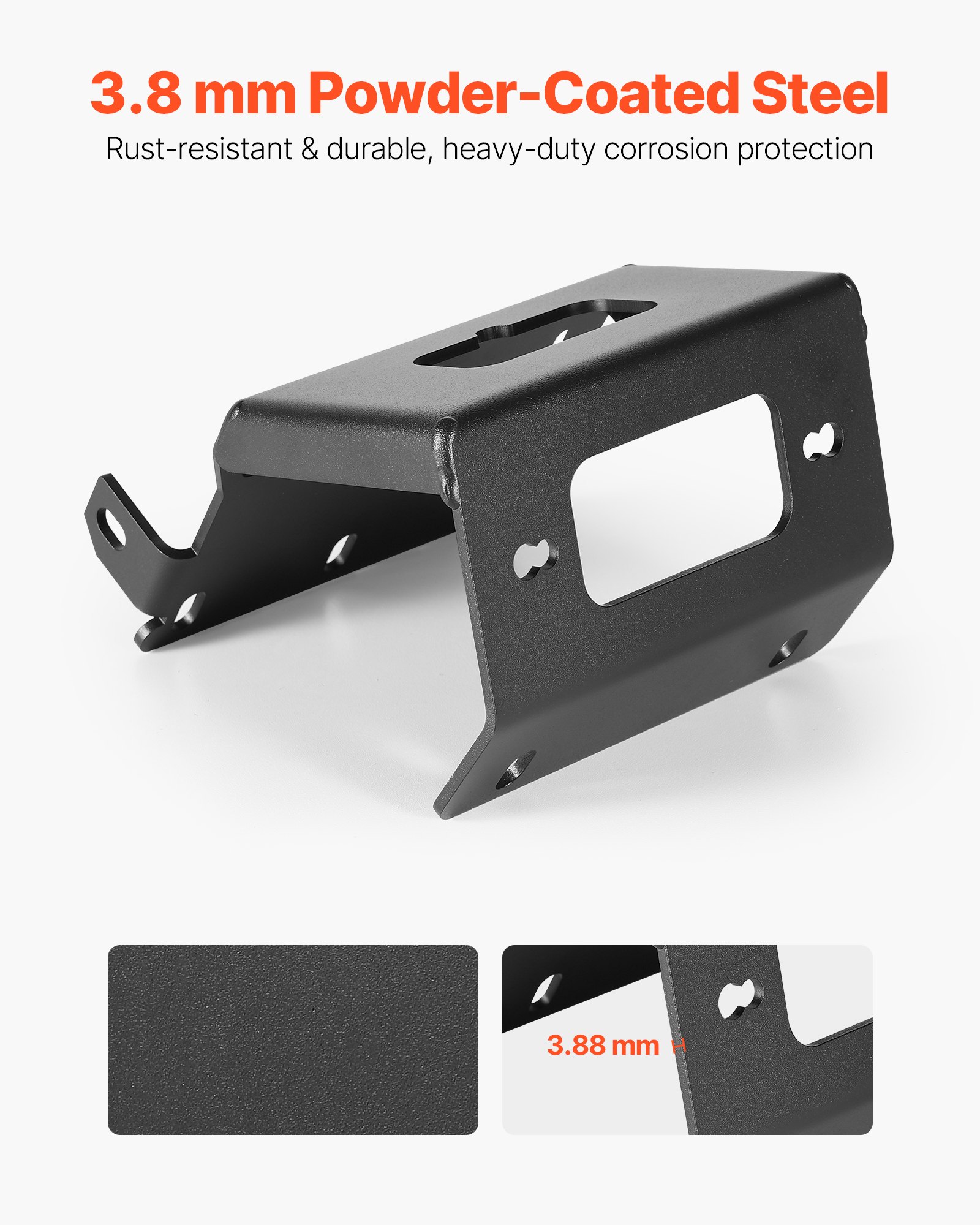 VEVOR Winch Mount, Winch Capacity of 907-1633 kg, Trailer Hitch Winch Mount for Select Honda Foreman and Rancher Rubicon Models (2014-2021), 2 Mounting Hole Design, Powder Coated Steel, Black