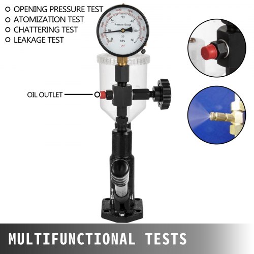 VEVOR 400Bar 6000PSI Diesel Fuel Injector Tester Diesel Injector Nozzle Tester with?Dual Scale Gauge to Adjust Injector Nozzle Pressure and Testing Diesel Injector Nozzle Pop Pressure Tester