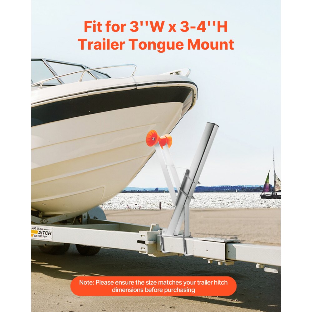 VEVOR Boat Trailer Winch Stand, 3 x 3 x 34-inch Winch Posts, Boat Winch Mount with U-Bolts for 3 Inches W x 3-4 Inches H Trailer Tongue, Galvanized, Fit for Jet Ski, Sailboat, Fishing Boat, Speedboat
