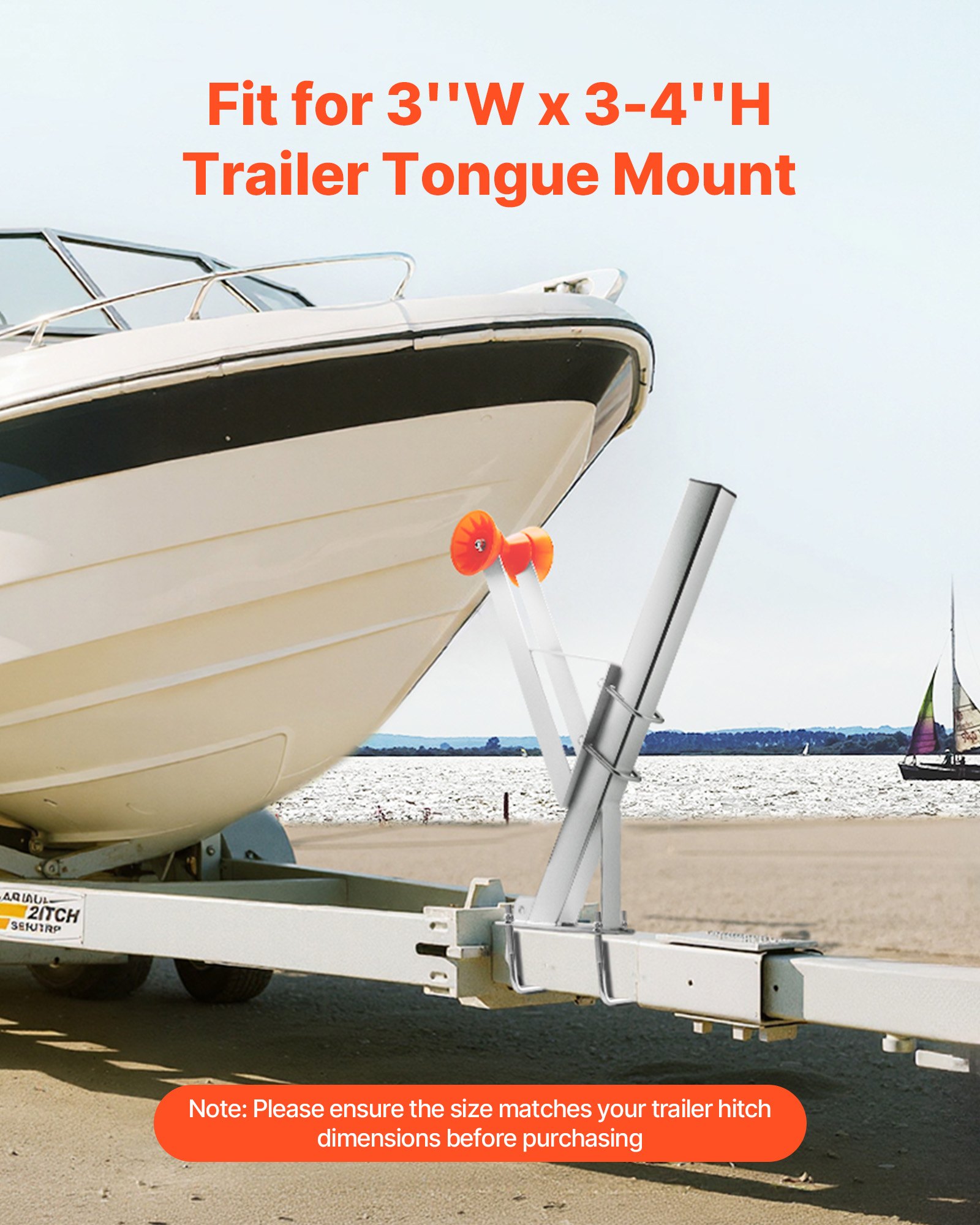 VEVOR Boat Trailer Winch Stand, 76 x 76 x 863 mm Winch Posts, Boat Winch Mount with U-Bolts for 76 mm W x 76-101 mm H Trailer Tongue, Galvanized, Fit for Jet Ski, Sailboat, Fishing Boat, Speedboat