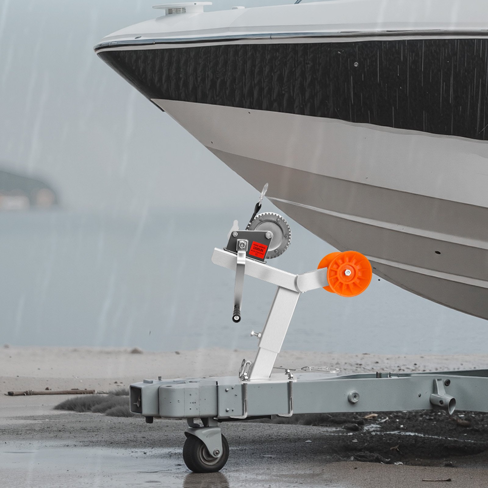 VEVOR Boat Trailer Winch Stand with Roller, 544 kg Winch & 51 mm x 7.6 m Winch Strap, Boat Winch Mount with U-Bolt for 50.8-76.2 mm W x 76.2-101.6 mm H Trailer Tongue, Fit for Jet Ski, Sailboat, Speedboat