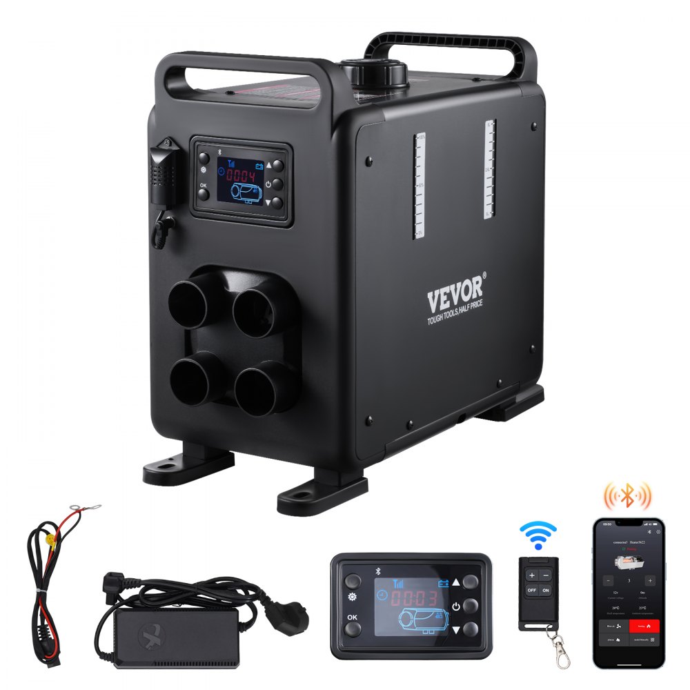 VEVOR 8KW Diesel Heater, 12V/24V All in One Diesel Air Heater, Bluetooth APP Control, Remote Control and Display Screen, CO Alarm, Fast Heating Vertical Portable Diesel Heater for Vehicles, Garage