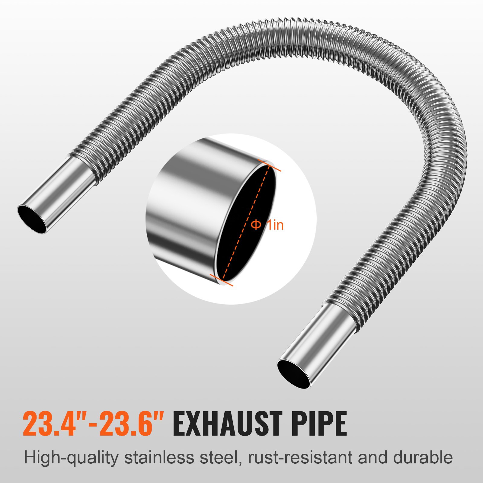 VEVOR Diesel Heater Pipe Ducting Set, 75 mm Extendable Air Duct Hose, 25 mm Stainless Steel Exhaust Pipe, 2 Air Vents, Tee Air Outlet Connector and Hose Clamps, for 2KW/5KW/8KW Diesel Parking Heaters