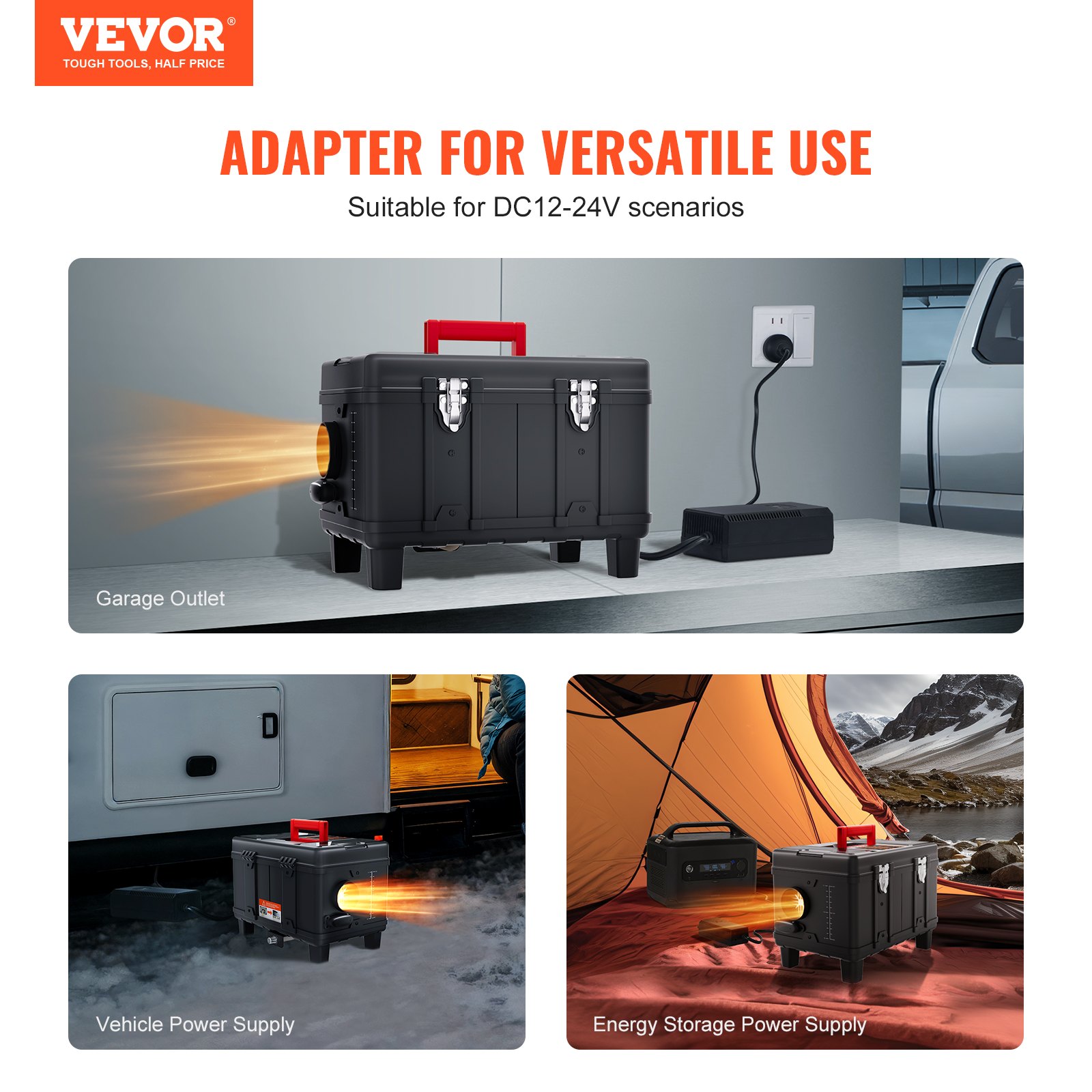 VEVOR 5-8KW Diesel Heater, 12V/24V All in One Diesel Air Heater, with Bluetooth APP Control, Remote Control and Display Screen, CO Alarm, Fast Heating Portable Diesel Heater for Vehicles and Garage