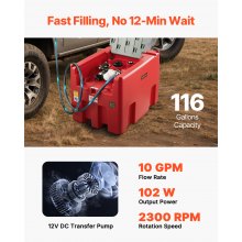 Portable Diesel Fuel Tank 116 Gal Gasoline Storage Tank 12V Transfer Pump 10GPM