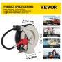 VEVOR Fuel Hose Reel, 3/4" x 50' Extra Long Retractable Diesel Hose Reel, Heavy-duty Steel Construction with Automatic Refueling Gun, Rubber Hose Used for Aircraft Ship Vehicle Tank Truck