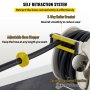 VEVOR Fuel Hose Reel, 3/4" x 66' Extra Long Retractable Diesel Hose Reel, Heavy-duty Steel Construction with Automatic Refueling Gun, Rubber Hose Used for Aircraft Ship Vehicle Tank Truck