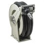 VEVOR fuel hose reel with black hose and metal mounting bracket.