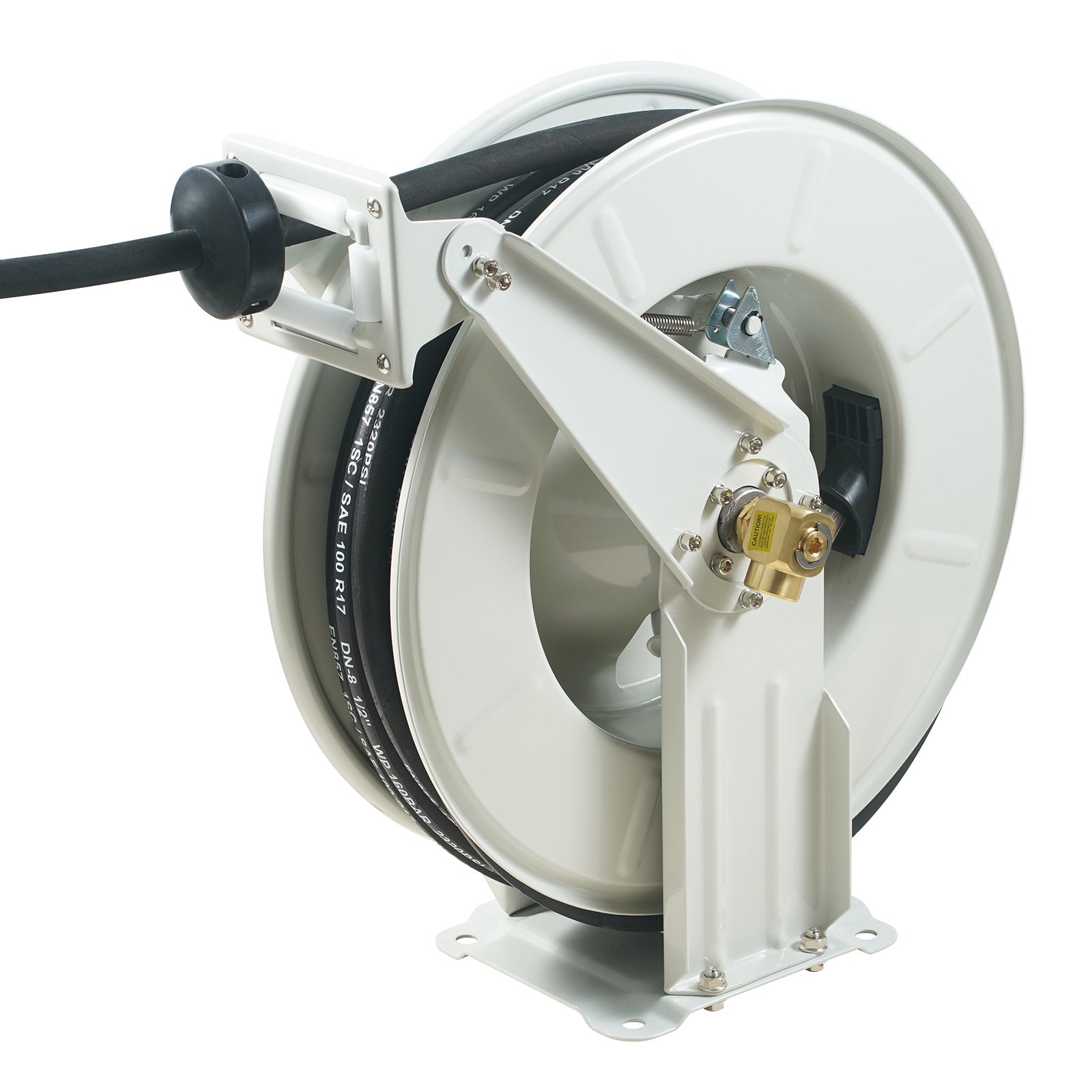 VEVOR Fuel Hose Reel, 1/2" x 50', Extra Long Retractable Machine Oil Hose Reel, Spring Driven Auto Swivel Rewind, Heavy-Duty Carbon Steel Construction with Hose for Auto Repair, Industries, 2300 PSI