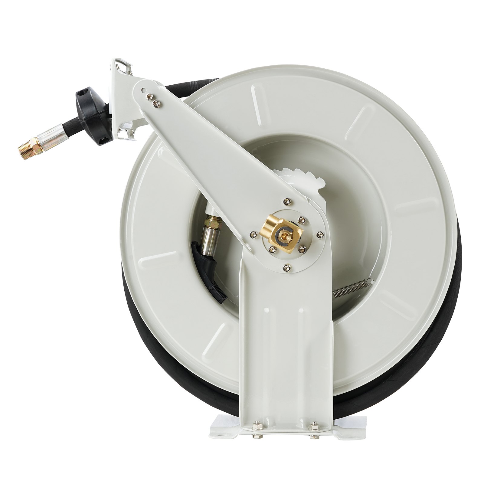 VEVOR Fuel Hose Reel, 1/2" x 50', Extra Long Retractable Machine Oil Hose Reel, Spring Driven Auto Swivel Rewind, Heavy-Duty Carbon Steel Construction with Hose for Auto Repair, Industries, 2300 PSI