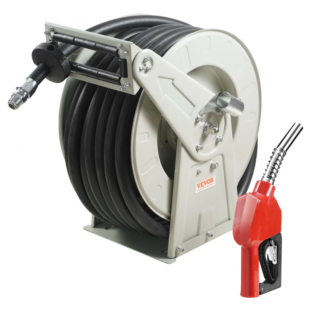 VEVOR Fuel Hose Reel, 1/2 x 50', Extra Long Retractable Machine Oil Hose  Reel, Spring Driven Auto Swivel Rewind, Heavy-Duty Carbon Steel  Construction with Hose for Auto Repair, Industries, 2300 PSI