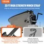 VEVOR Hand Winch, 544.3 kg Pulling Capacity, Boat Trailer Winch Heavy Duty Rope Crank with 701 cm Polyester Strap and Two-Way Ratchet, Manual Operated Hand Crank Winch for Trailer, Boat or ATV Towing