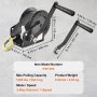 VEVOR Hand Winch, 544.3 kg Pulling Capacity, Boat Trailer Winch Heavy Duty Rope Crank with 7 m Polyester Strap and Two-Way Ratchet, Manual Operated Hand Crank Winch for Trailer, Boat or ATV Towing