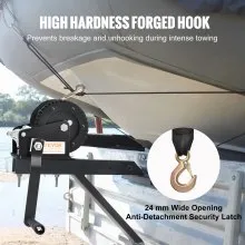 VEVOR Hand Winch, 1200 lbs Pulling Capacity, Boat Trailer Winch Heavy Duty Rope Crank with 23 ft Polyester Strap and Two-Way Ratchet, Manual Operated Hand Crank Winch for Trailer, Boat or ATV Towing