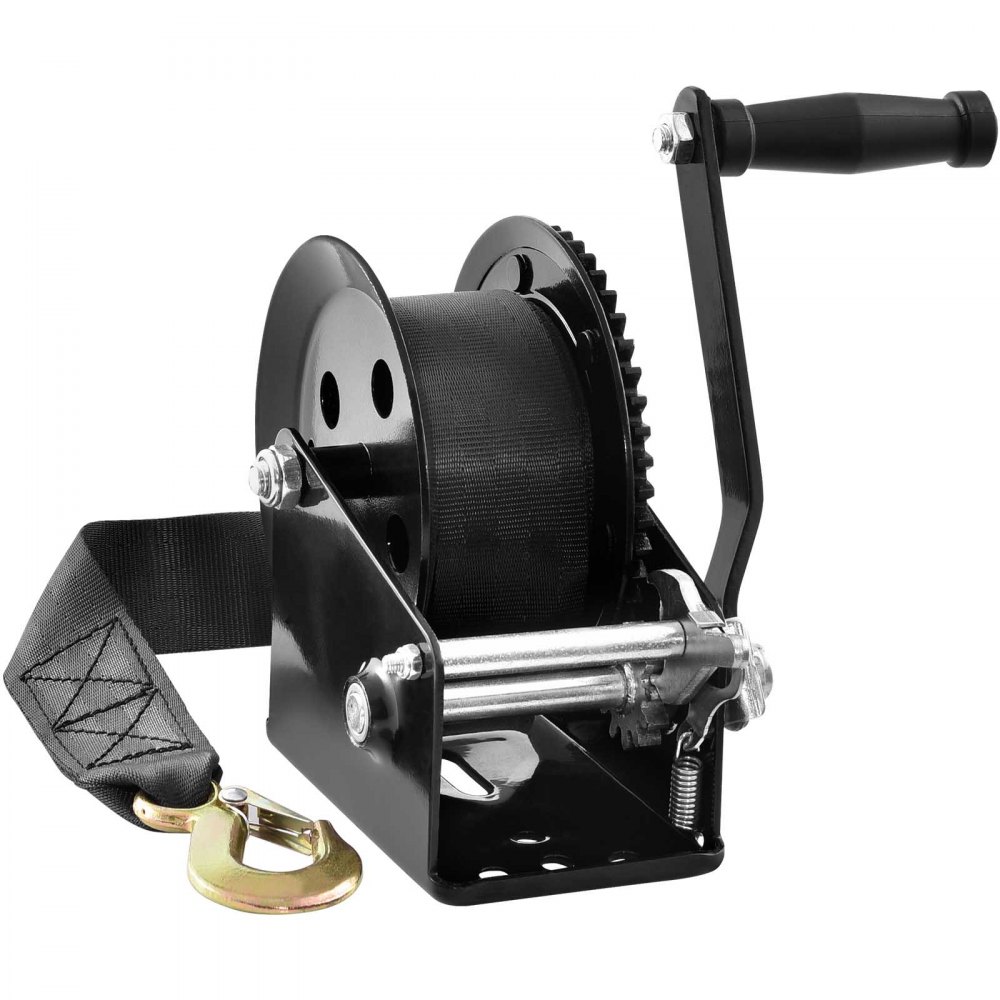VEVOR VEVOR Hand Winch, 1600 lbs Pulling Capacity, Boat Trailer Winch Heavy  Duty Rope Crank with 33 ft Polyester Strap and Two-Way Ratchet, Manual  Operated Hand Crank Winch for Trailer, Boat or