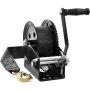VEVOR Hand Winch, 725.7 kg Pulling Capacity, Boat Trailer Winch Heavy Duty Rope Crank with 10 m Polyester Strap and Two-Way Ratchet, Manual Operated Hand Crank Winch for Trailer, Boat or ATV Towing