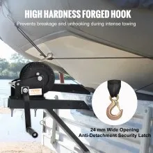 VEVOR Hand Winch, 1600 lbs Pulling Capacity, Boat Trailer Winch Heavy Duty Rope Crank with 33 ft Polyester Strap and Two-Way Ratchet, Manual Operated Hand Crank Winch for Trailer, Boat or ATV Towing